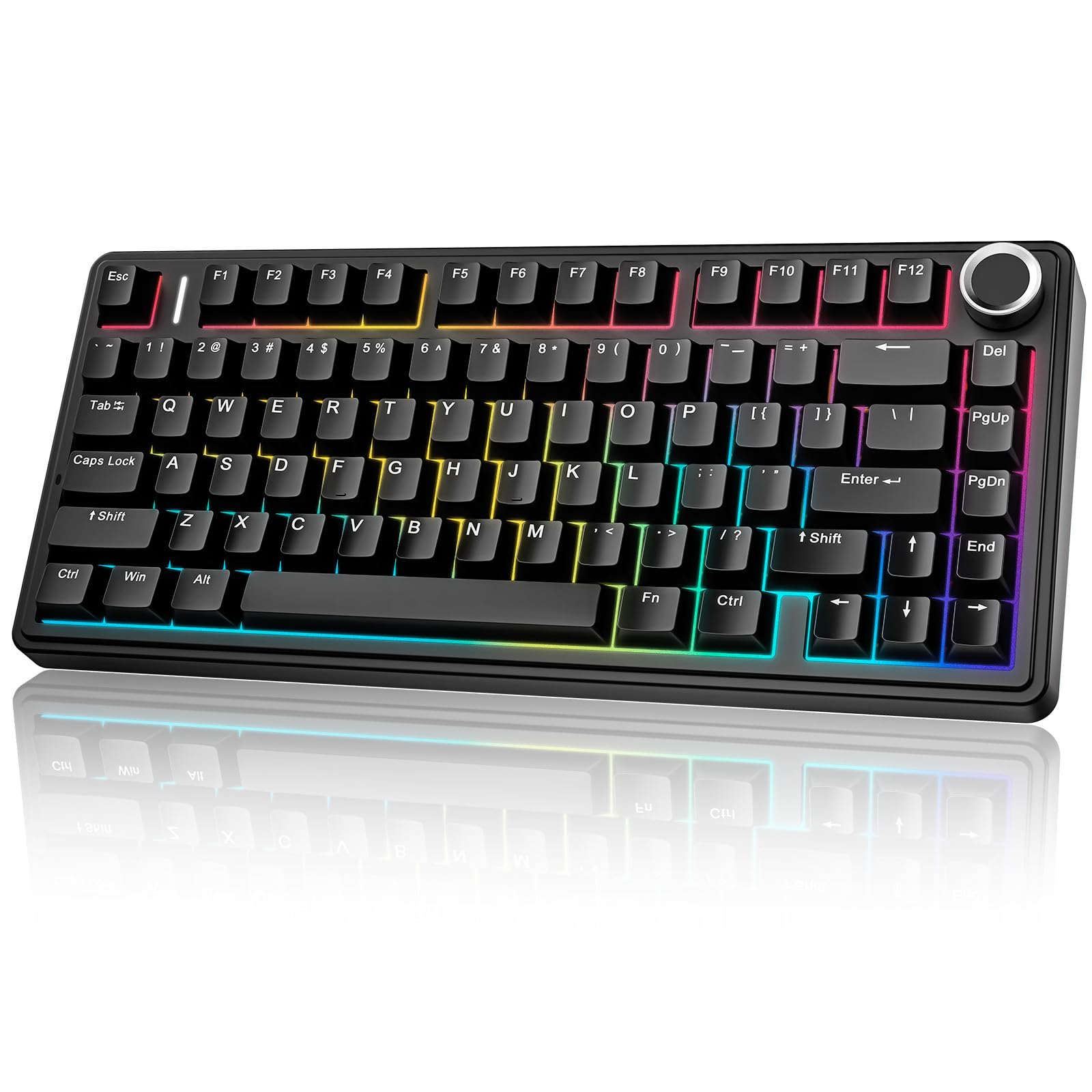Photo 1 of Aula F75 75% Wireless Mechanical Keyboard, Gasket Mount Hot Swappable Gaming Keyboard with Knob, Tri-Mode BT5.0/2.4G/USB-C, Creamy Thocky Sound Pre-lubed Linear Switch, PBT Keycaps for PC Mac