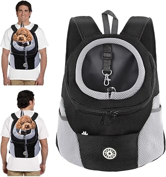 PETCUTE Pet Carrier Backpack,Breathable Dog Backpack Carrier with Adjustable Straps,Side Storage Pockets,Dog Head-Out Backpacks with Safety Belt,Puppy Front and Back Carriers for Small Dogs Cats