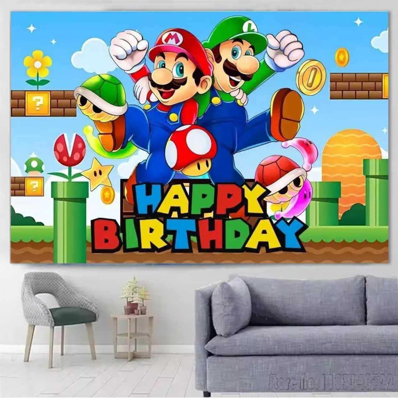 Mario Birthday Party Decorations,Happy Birthday Banner Backdrop for Birthday Party Supplies