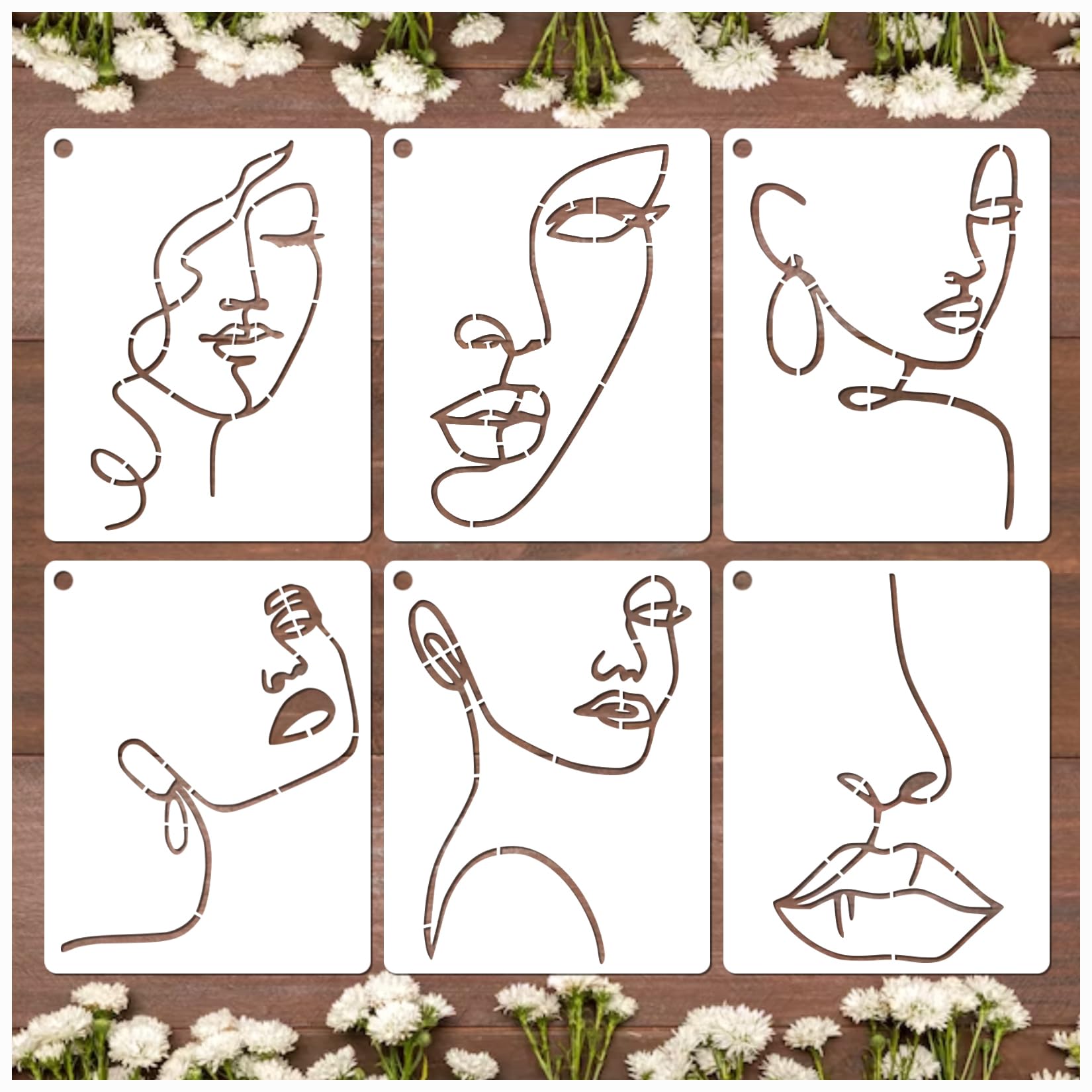 Lady Line Face Cake Schablonen – 6 Stück Frauen-Themenschablonen zum Malen auf Leinwand und Dekorieren