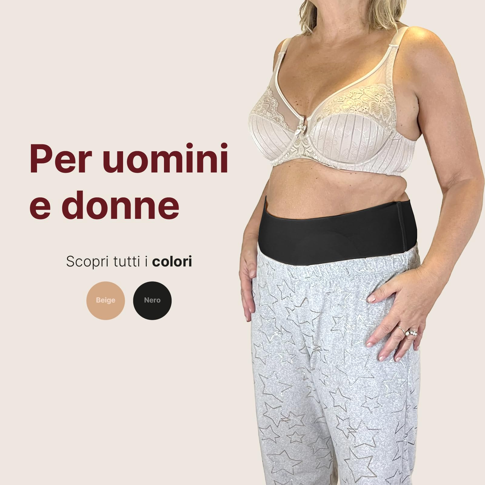 Glico Line Fascia 24 Ore per Stomia Unisex, Ideale per Giorno e Notte, Tasca Interna per Contenere la Sacca, Made in Italy, Nero, M