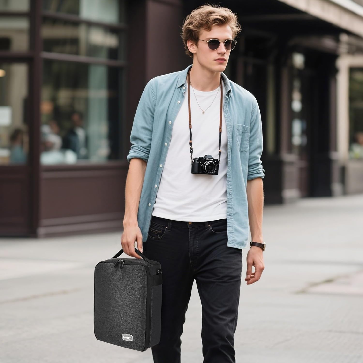 G-raphy Camera Insert Bag Lenses Cases with Large Capacity Camera Case Dividers with Grab Handle and Removal Strap Shockproof for DSLR SLR Mirrorless Cameras and Other Photography Accessories (Grey)