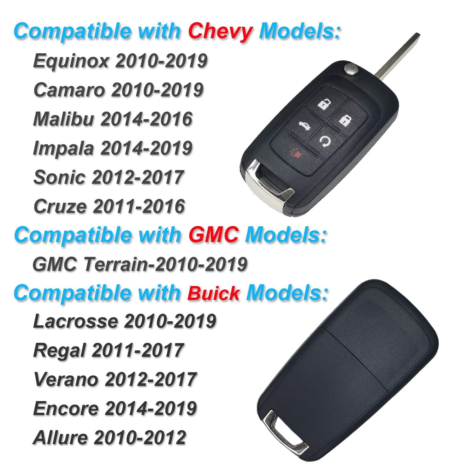 Telecomando di ricambio per telecomando senza chiave per Chevy Equinox Camaro 2010 2011 2012 2013 2014 2015 2016 2017 2018 2019 Malibu Impala Sonic Cruze GMC Terrain Buick Lacrosse Regal Verano Encore