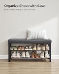 SONGMICS Shoe Storage Bench, Entryway Bench with Cushion, 31 x 100 x 49 cm, Shoe Rack with Seat, Space-Saving, Modern Style, for Living Room, Bedroom, Hallway, Dark Gray and Ink Black ULBS579B33 | Shoe Rack with Seat, Space-Saving, Modern Style, Dark