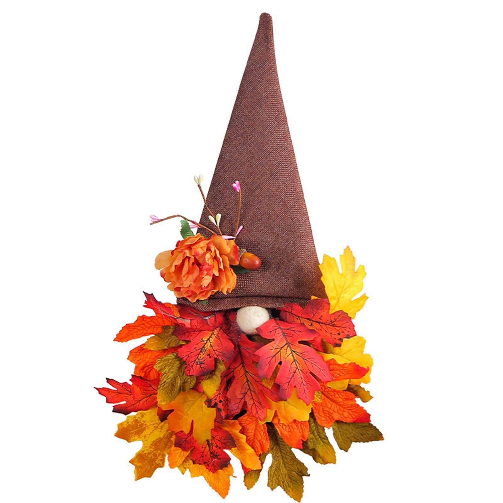 Autumn Wreath for Front Door, Autumn Door Wreath Decorations, Artificial Fall Maple Leaf Flowers Gnome Front Door Hanger, Fall Garland for Fall Harvest Thanksgiving Halloween Home Decor
