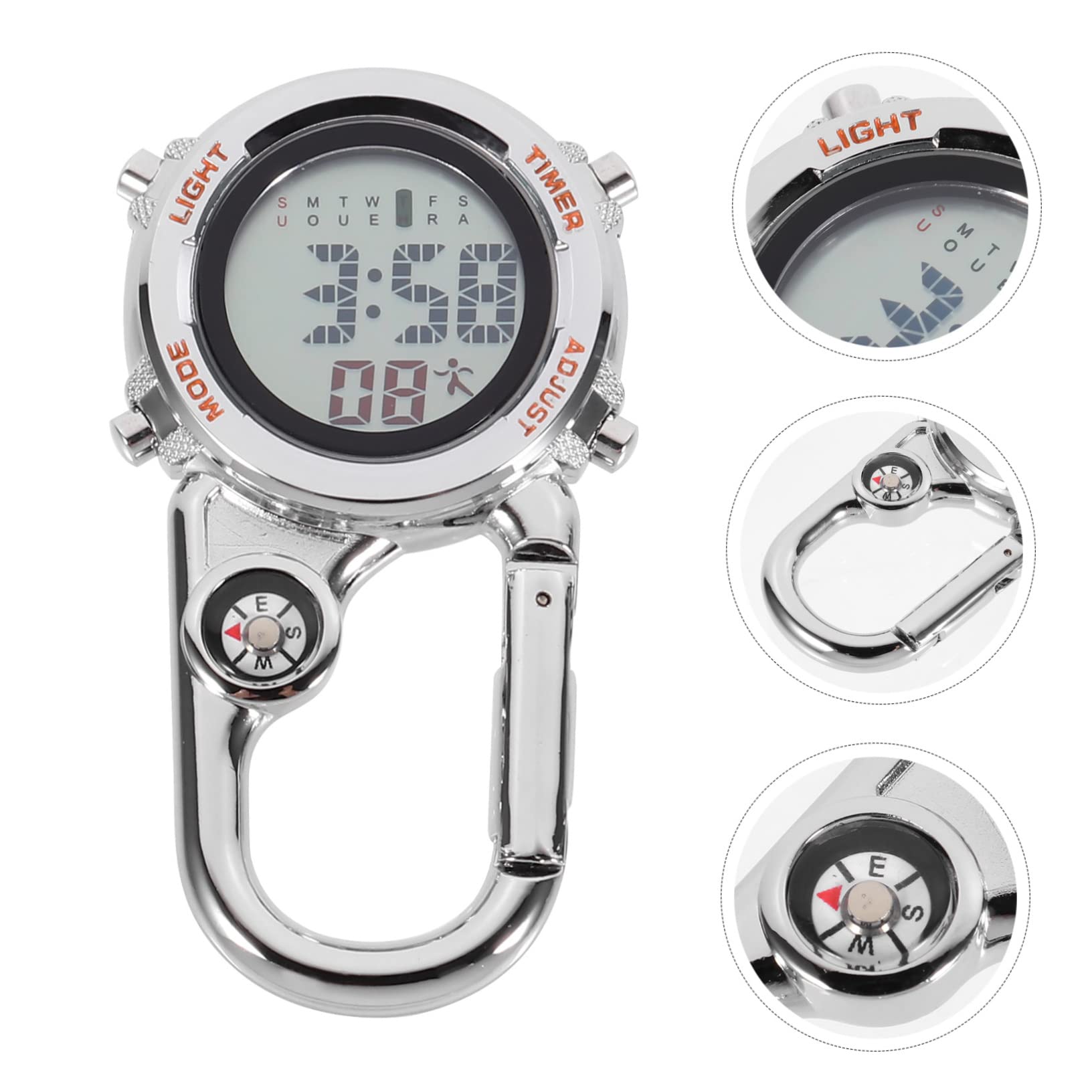 Mikikit 3stücke Multifunktions-karabineruhr Mit Taschenuhr Und Kalenderanzeige Für Outdoor-aktivitäten Wasserdichtes Design Tragbar Und Vielseitig Einsetzbar Für Camping Und