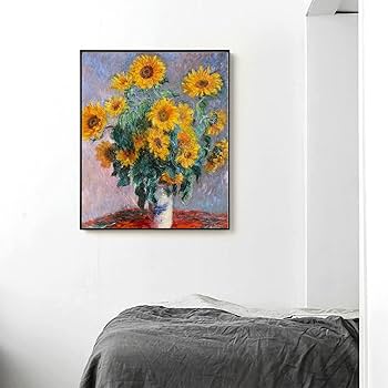 キャンバス プリントアート クロード・モネ ひまわり 額付き 絵画 インテリア キャンバス プリントアート クロード・モネ ひまわり 額付き