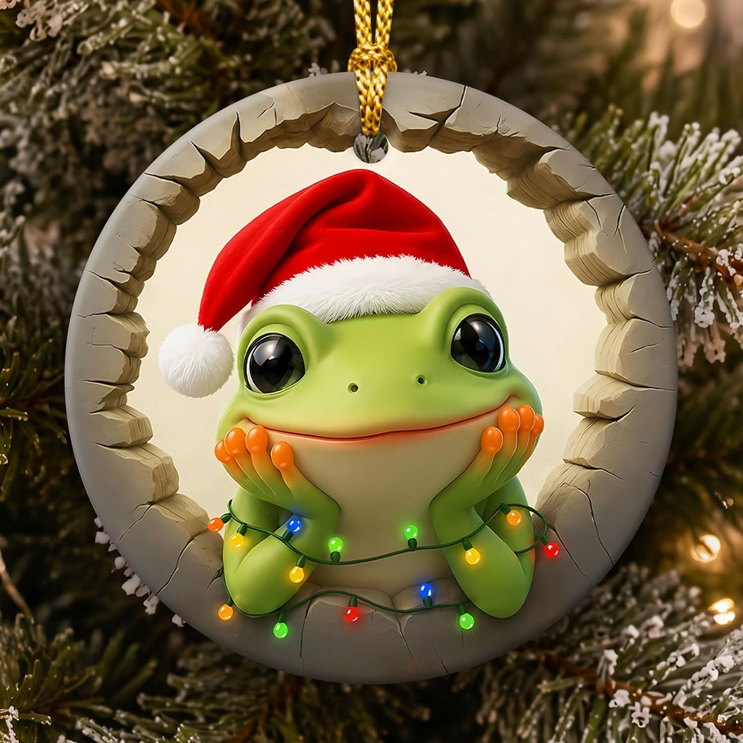 Cute Frog Christmas Ornaments 2026, Tree Frog Ceramic Ornament, Cute Animal Hanging Keepsake, Funny Christmas Tree Decoration, Xmas Gift for Animal Lovers