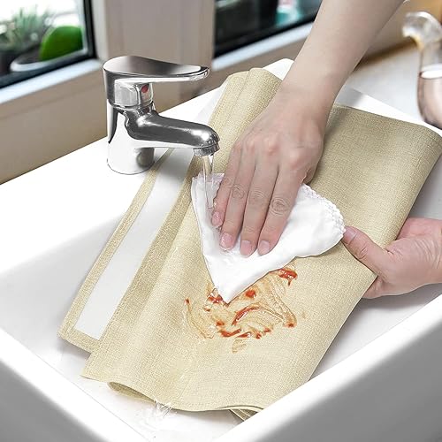 Miniatura 6 de Camino de mesa lavable, tapete grueso de granja, rústico para cocina, dormitorio, sala de estar, interior y exterior (48 pulgadas, beige)