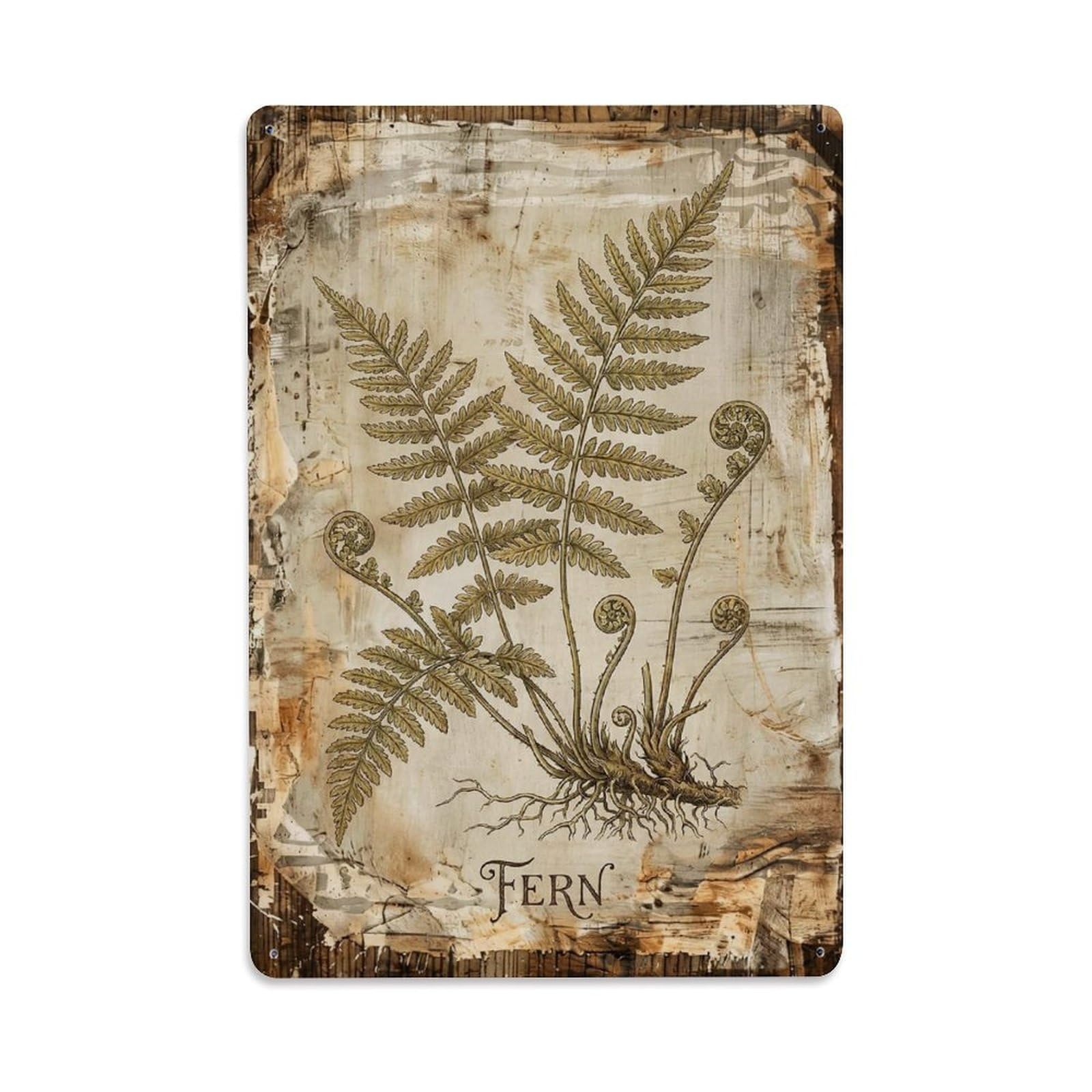 Fern Wild Forest Vintage Metal Tin Sign Plaque Wall Decor for Cafe, Club, Garden Metal Poster 8x12Inch