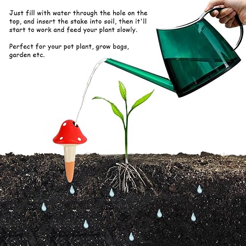Miniatura 4 de 4 Pcs Plant Self-Watering Stakes, Cute Mushroom Shape, Terracotta Automatic Watering Spikes Automatic Garden Plant Watering System for Indoor