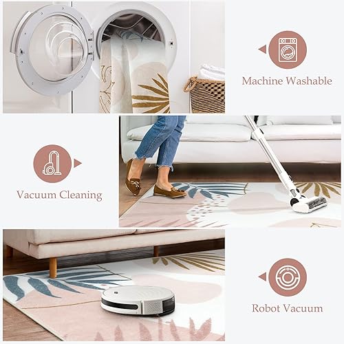 Miniatura 4 de Seavish Alfombras rosadas para dormitorio, estéticas, bohemias, de 3 x 5, para sala de estar, suaves, lavables, para niños, niñas, guardería, sala
