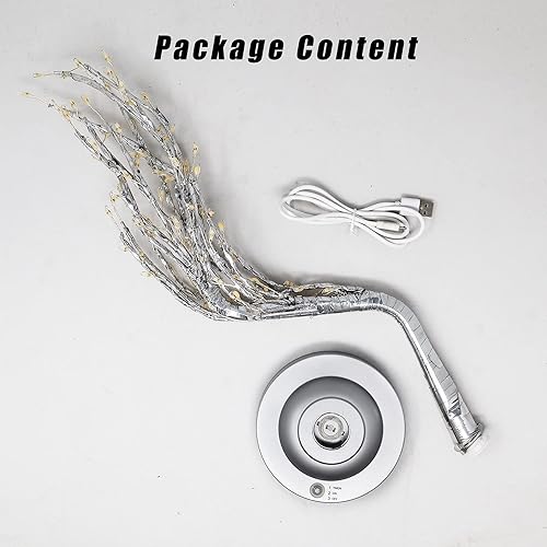 Miniatura 6 de Lámpara de mesa de árbol de hadas de color blanco cálido, árbol de Navidad con ramas iluminadas con luces brillantes, funciona con pilas, con