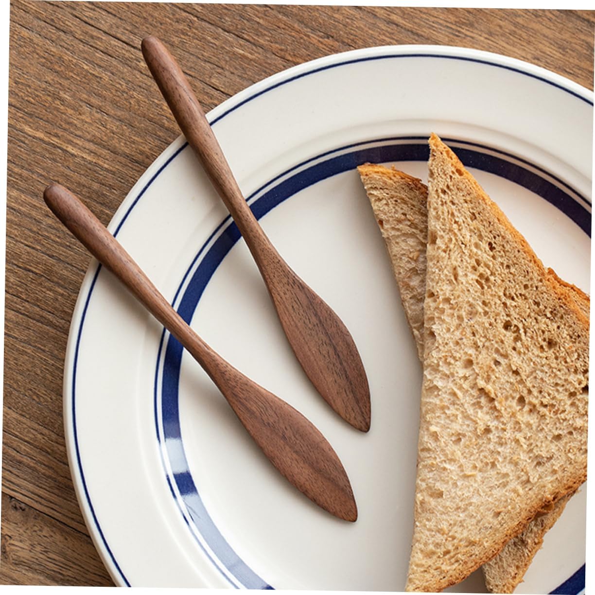 SECFOU 4pcs Wooden Butter Spreader Knife Ergonomic Jam Scraper for Easy Spreading of Butter Cheese and Mustard Lightweight Portable Design for Baking and Cooking for Home and Catering Use