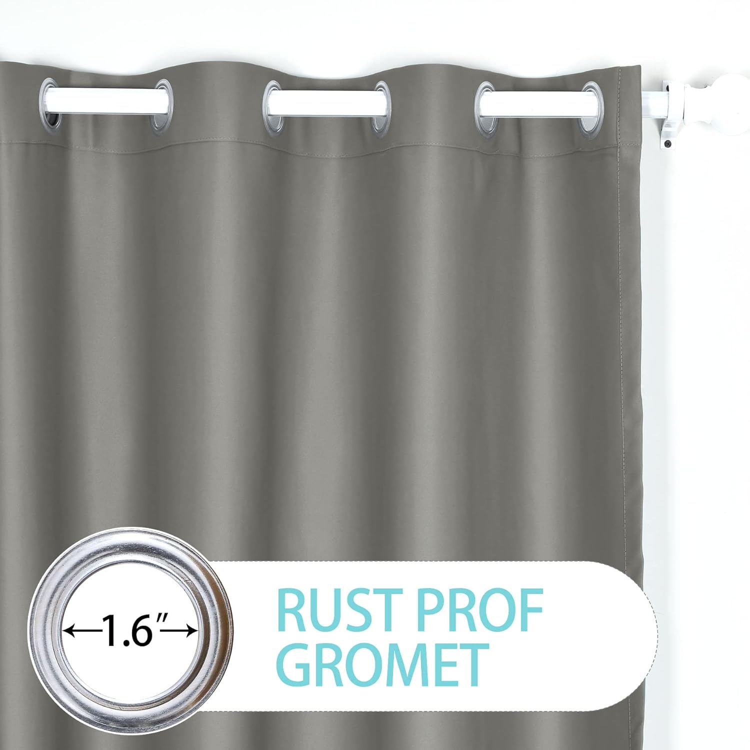 Macochico Windproof Sun Block Privacy Protection Noise Buffer Gray Outdoor Curtains Panels Grommet at Top and Bottom Water Resistant Drapes for Patio Gazebo Garden 100Wx 84L (1 Panel)