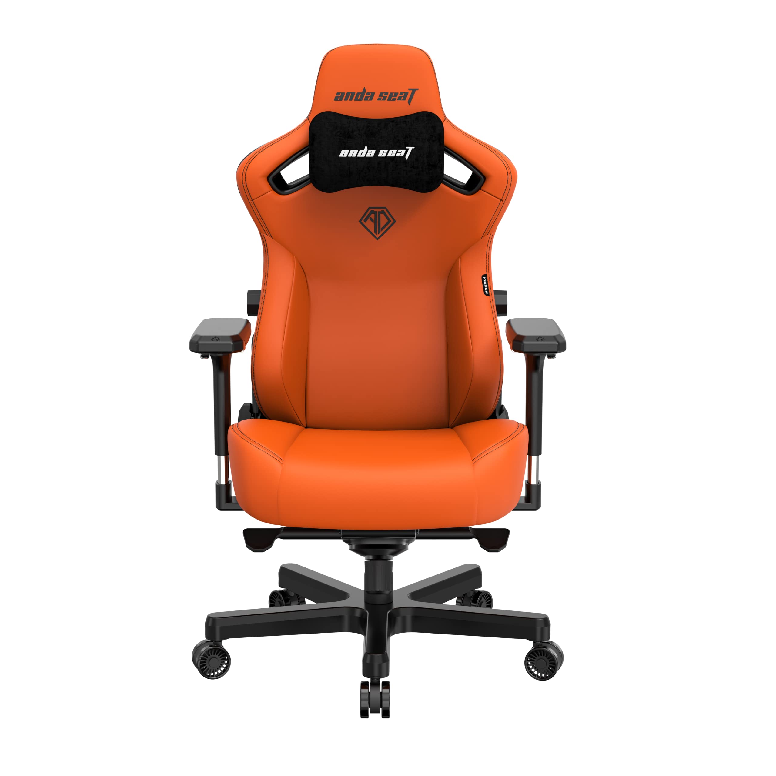Anda Seat Kaiser 3 Large Gaming Chair for Adults - Ergonomic Orange PVC Leather Gaming Seat with Lumbar Support, Comfortable Office Chair with Neck Support - Heavy Duty Wide Computer Seat