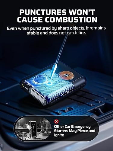 Miniatura 7 de AFERIY Arrancador de iones de sodio UltraSafe de 2000 A, batería de coche de 88 Wh para gas de 6.0 L y diésel de 3.0L, caja de salto de litio de 12