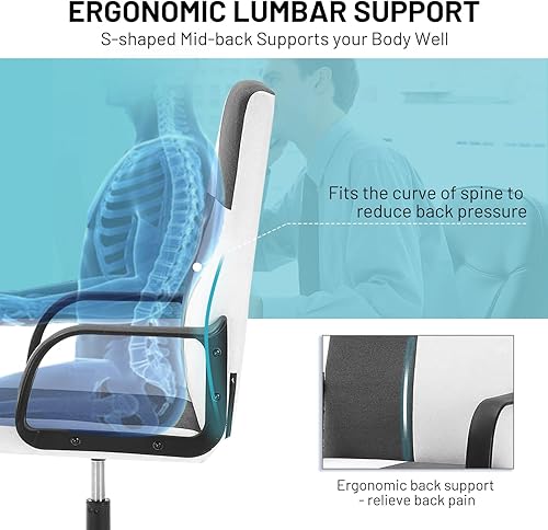 Miniatura 4 de Silla de oficina, silla de escritorio, silla de oficina en casa, silla de trabajo tapizada de tela acolchada, respaldo alto, silla de lectura de