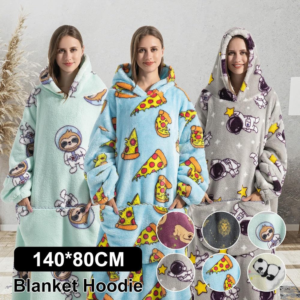 ZBDZSW flanelowy koc z rękawami zimowe bluzy z kapturem bluza ogromny koc do noszenia oversize bluza z kapturem dla kobiet mężczyzn odzież domowa