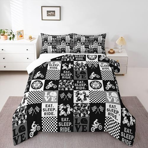 jejeloiu Dirt Bike Extreme Sports Comforter Set King Size Bedding Set