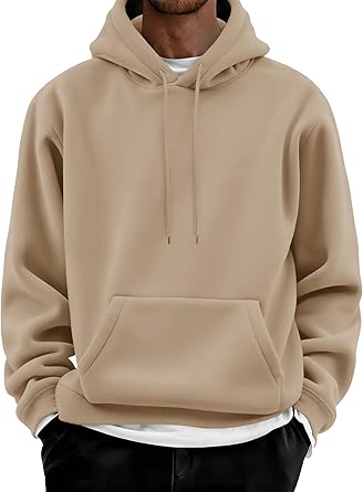 COOFANDY Men Cotton Fleece Hooded Sweatshirt Casual Long Sleeve Hoodies Pullover Fashion Drawstring Hoodie with Kanga Pocket