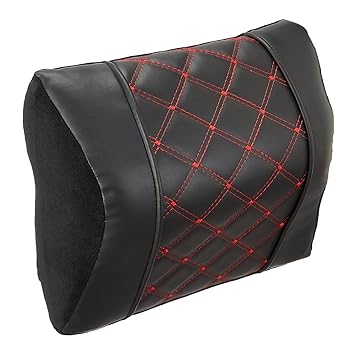 amazon basics Car Seat, Office Chair Orthopedic Headrest Pillow,100% Memory Foam-Neck, Cervical Pain Relief, Best for Long & Short Travel | Premium Faux Leather,1 Year Warranty| Black,20 X 24 X 13 Cm - image, photos