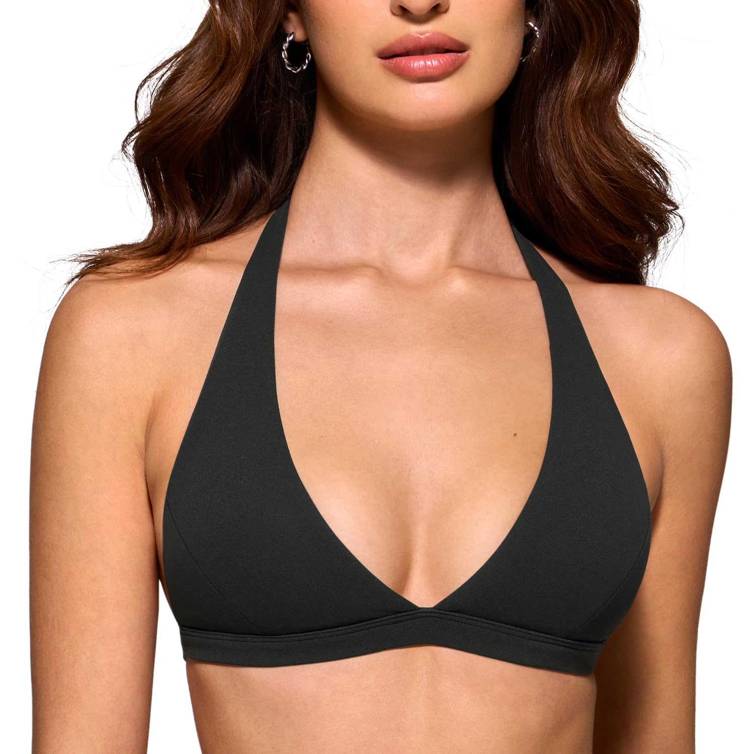 INGIA Womens Deep V-Neck Halter Longline Sports Bra