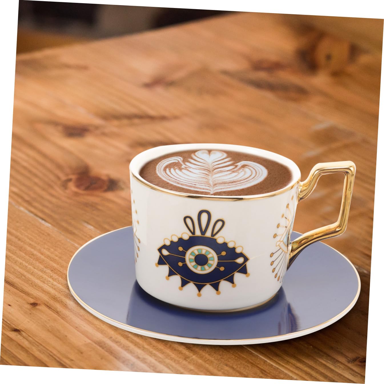 Set Di Tazze Da Caffè in Ceramica Con Piattino E Motivo A Occhio Diabolico Tazza Da Caffè Vintage E Tazza Da Latte Retrò Look Sofisticato E Rilassante