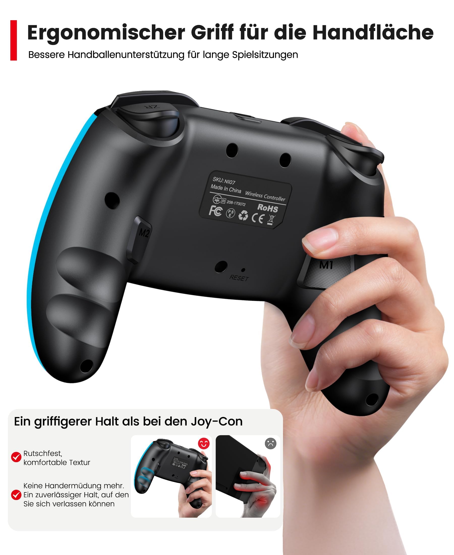 HASACOOL Switch Controller wireless per Nintendo Switch 2/Switch/OLED/Lite/PC/Android/iOS, Switch Pro Controller con pulsanti posteriori programmabili, Turbo, Wake-up, Gyro, 1000 mAh, set da 2 con