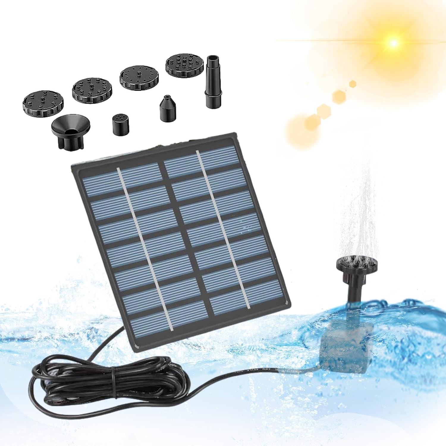 Solar Fountain - Fountain Pump, Multipurpose Outdoor Fountain Pump - Garden Pool Pond Pump Kit, Square Fountain for Patio, Fish Tank