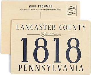 Lancaster County, Pennsylvania, Local Established Date (4x6 Birch Wood Postcards, 2-Pack Stationary, Rustic Home Wall Decor)