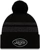 New Era Mens Black New York Jets Dispatch Cuffed Knit Hat with Pom