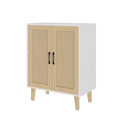 Panana Buffet Cabinet Sideboard with Rattan Decorated Doors Kitchen Storage