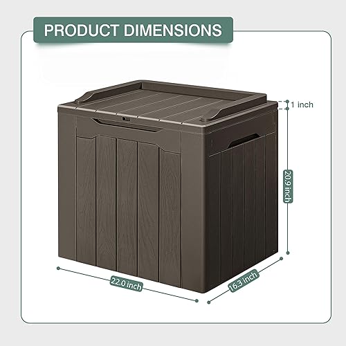 Miniatura 5 de GUNJI Caja de cubierta pequeña de 30 galones Caja de almacenamiento de resina impermeable al aire libre Contenedor de almacenamiento con cerradura