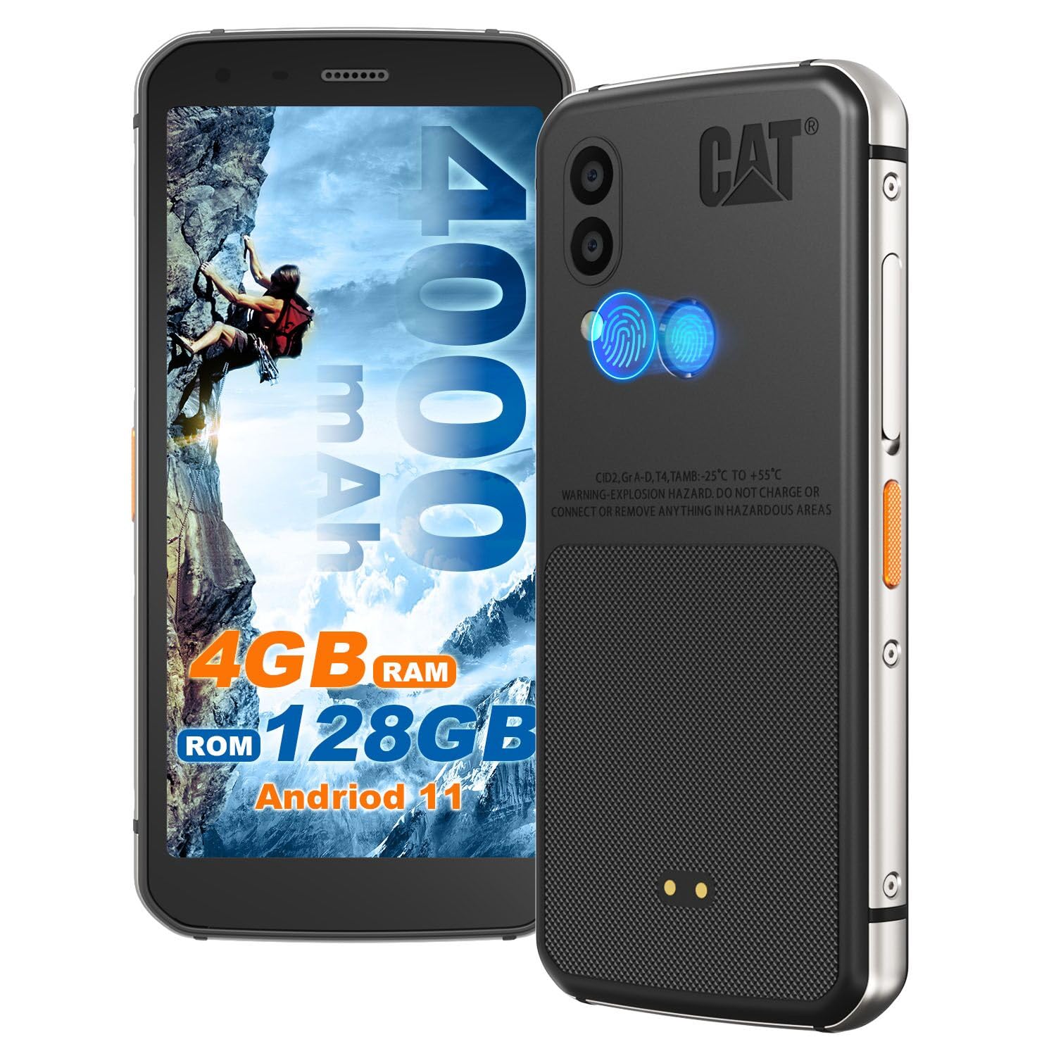 CAT S62 Cell Phone Unlocked (128GB, 4GB) 5.7" IP68 Waterproof Rugged Smartphone, 12MP Dual Camera, All Day Battery, NFC, Fingerprint Unlock, Snapdragon 660 Nano Slot(Black) New