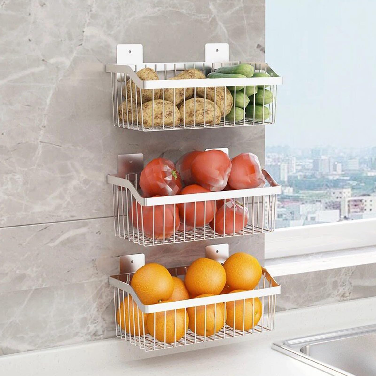 Cestas de almacenamiento de cocina que evitan la humedad en frutas y pan
