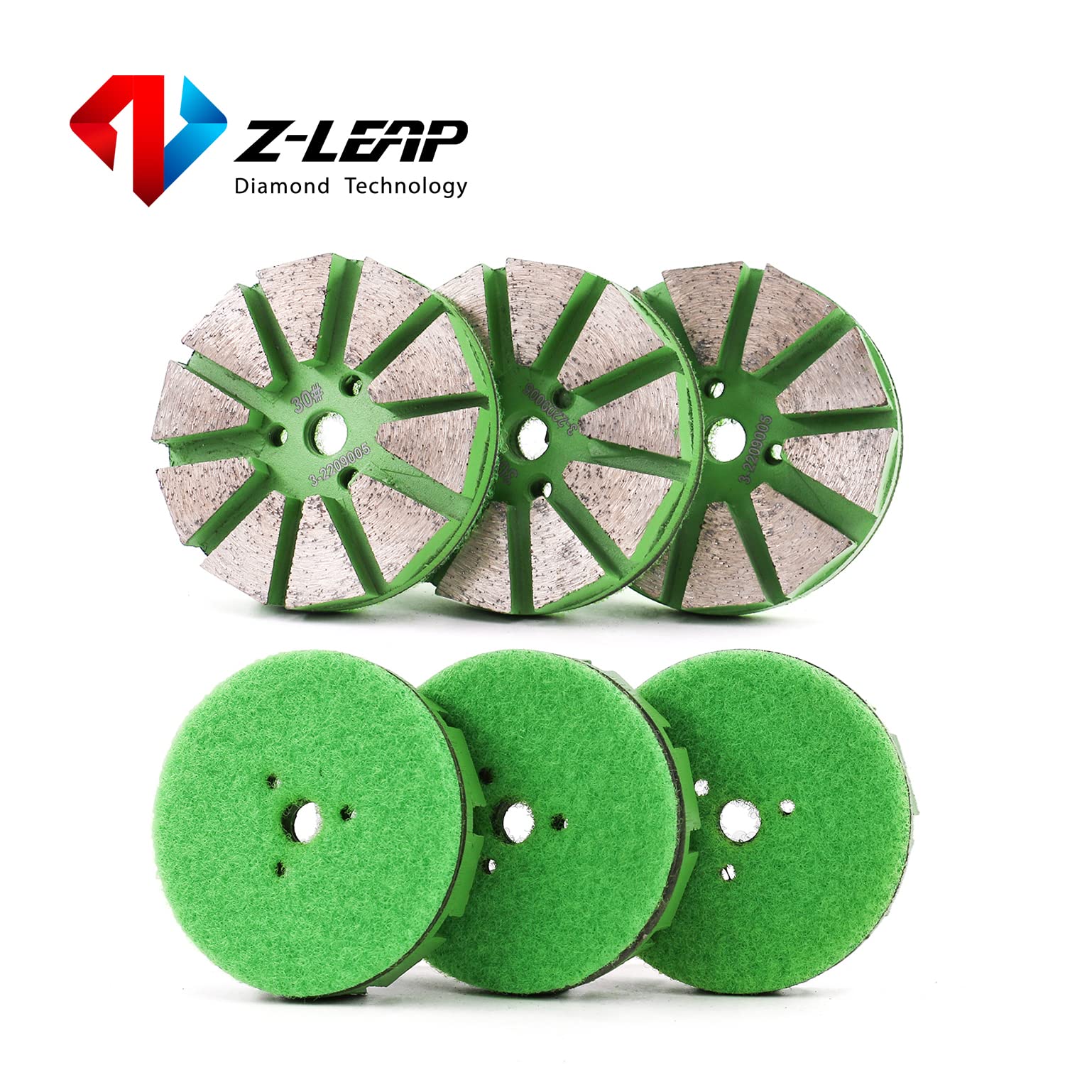 Metal Bond Diamond Floor Grinding Discs 3-Inch Polishing Pads for Concrete Stone (30 Grit, 3-Pcs)