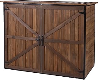 Outdoor Storage Shed with Strong Metal Frame, Wooden Garden Sheds with A...