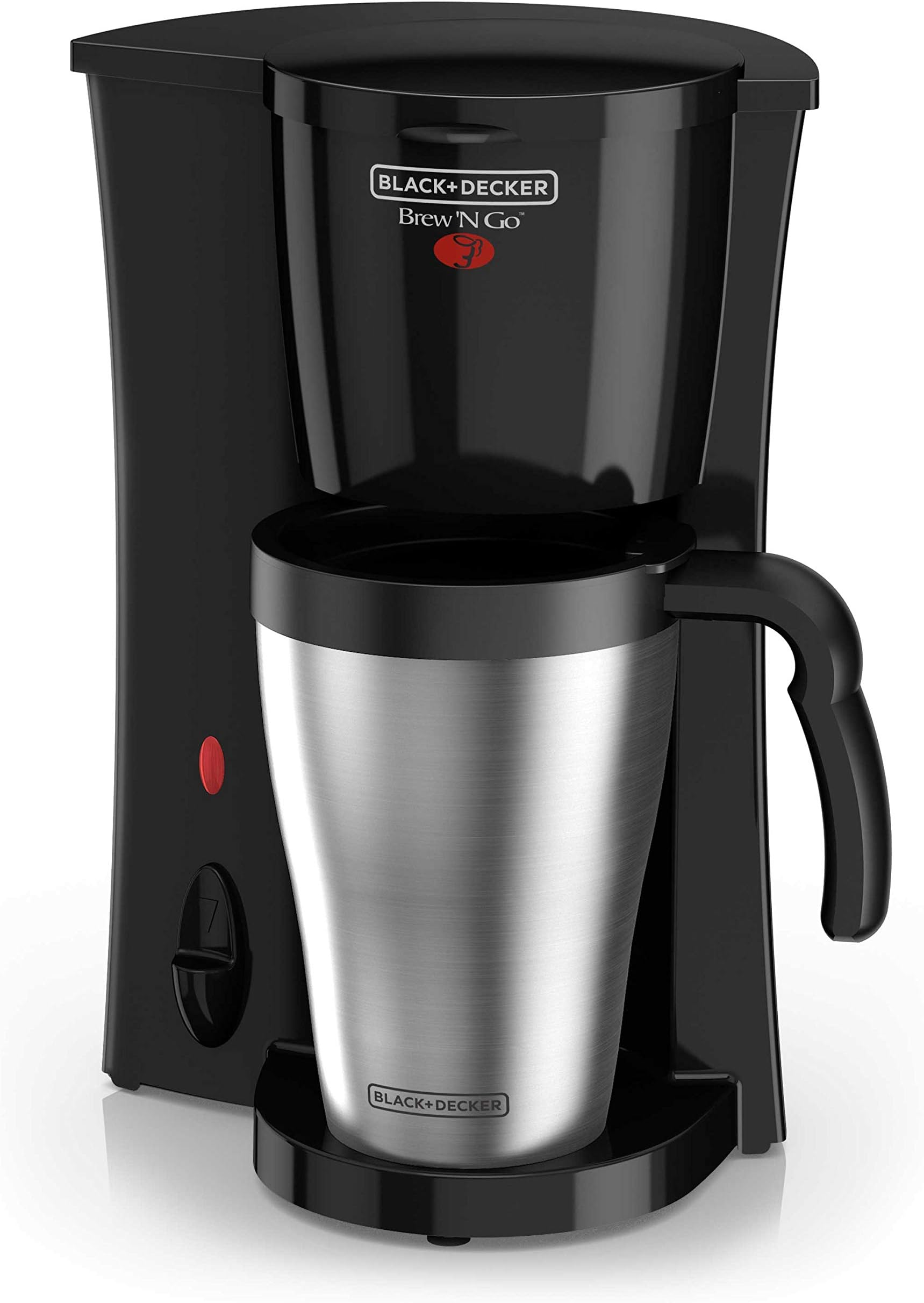 BLACK+DECKER DCM18S Brew ‘n Go Personal Coffeemaker with Travel Mug, Black/Stainless Steel
