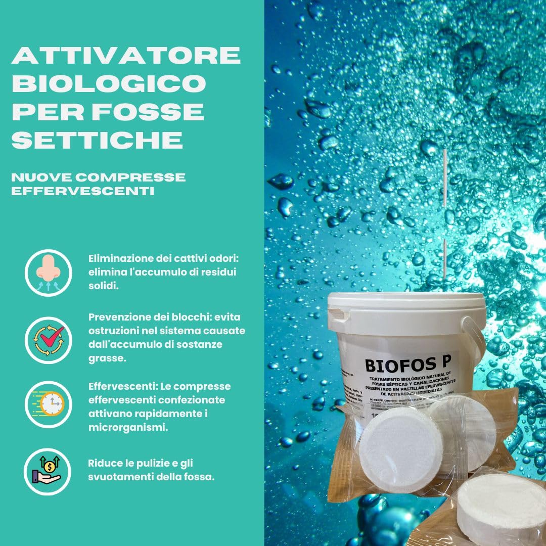 Pastiglie effervescenti per la pulizia e la manutenzione di fosse settiche e canalizzazioni Attivatore naturale biologico eliminatore di odori10x60g