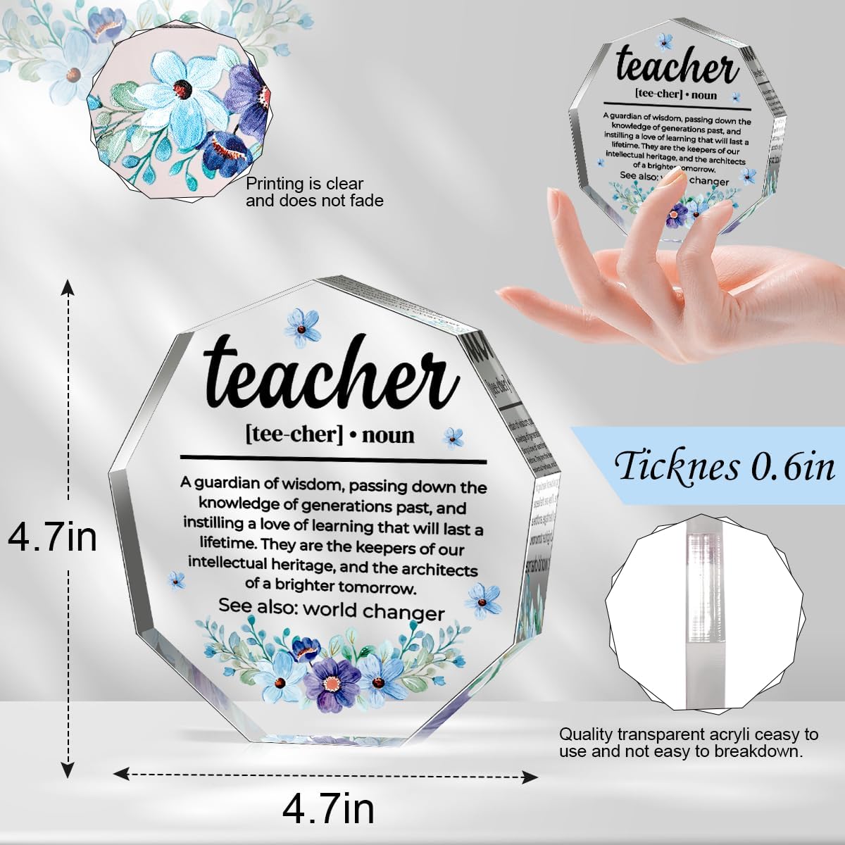 Valentines Day Teacher Gifts for Women Thank You Gifts for Best Teacher Ever Gifts Back to School Gift for Teachers Graduation Appreciation Birthday Christmas Gift Acrylic Signs Plaques - Image 3