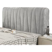 Baby Velvet Headboard Covers for King Size Double Bed Headboard Cover Stretch Thickened Quilting Headboard Slipcover Leather Wood Upholstered Bed Backrest Dustproof Protector Cover120cm,Grey1