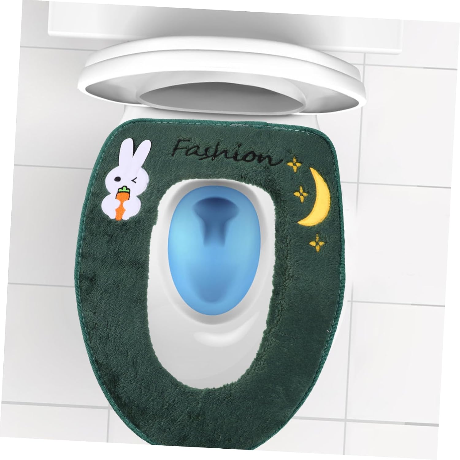 1Pc Plush Toilet Seat Cover with Zipper Household Warm Toilet Seat Pad Soft Commode Seat Cover for Comfortable Winter Use Random