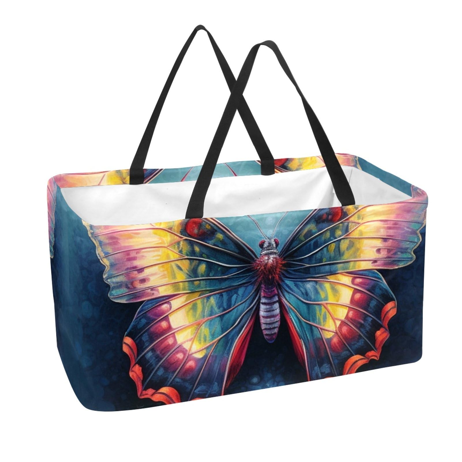 Sac fourre-tout pliable au motif papillon pour le marché et les courses