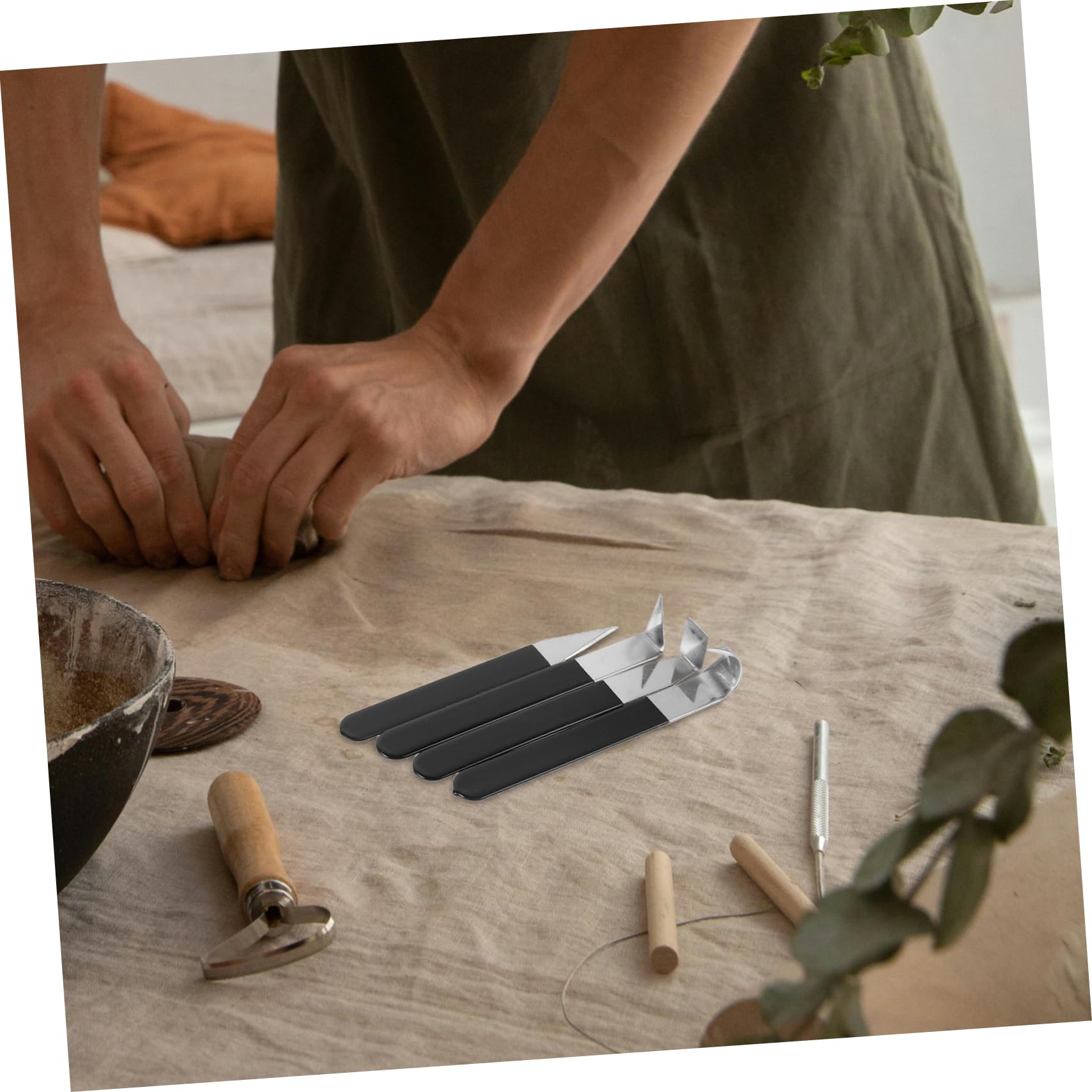 HOMSFOU 8pezzi Strumenti per Scultura in Ceramica Kit per Incisione in Acciaio Inossidabile per Argilla e Modellazione Utensili per Rifinitura e Intaglio Multiuso per Scultura e Lavori DET