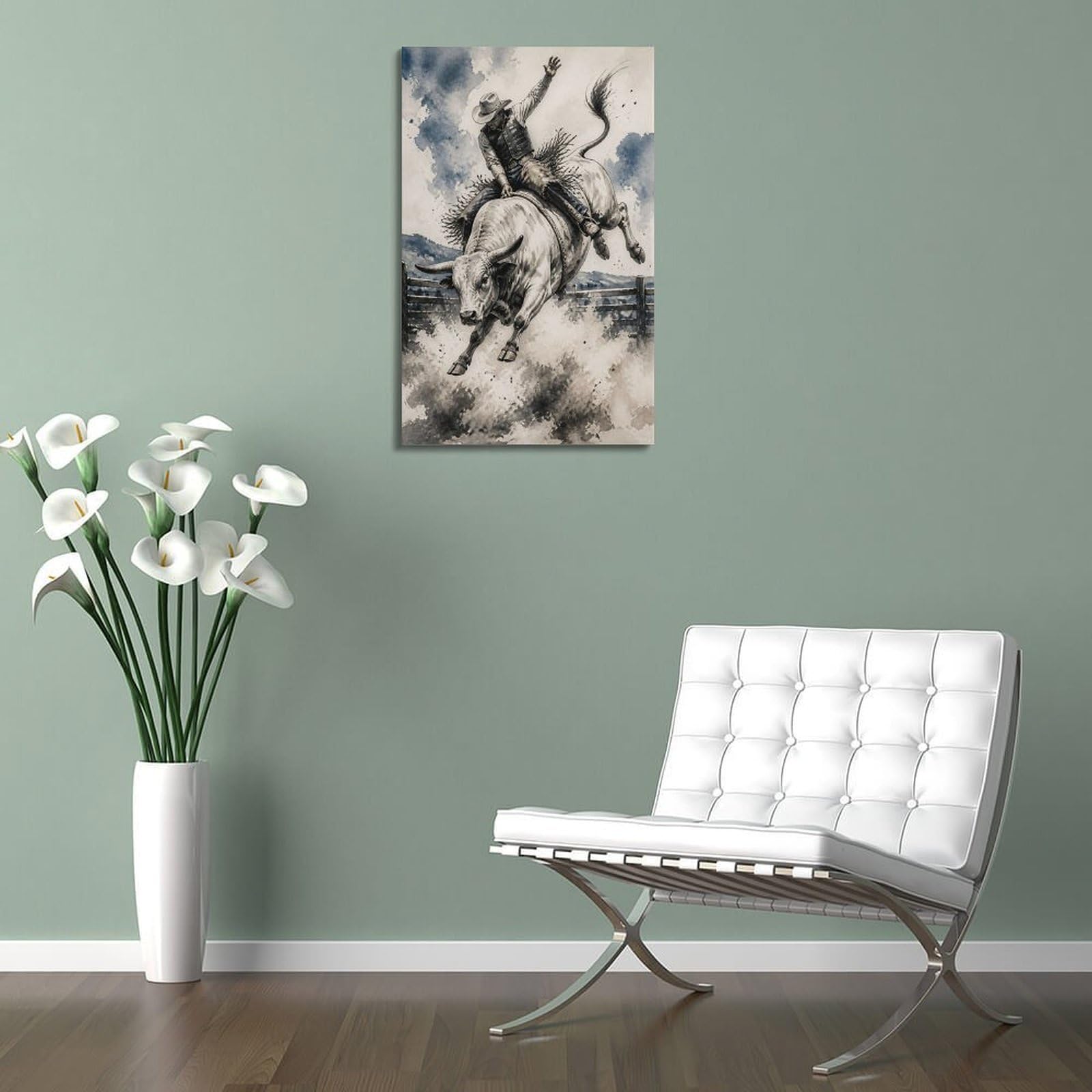 OKAHYS Impression sur toile style rodéo Bull Rider Sports occidentaux - Impression sur toile moderne pour famille, grotte d'hommes, salle de jeux, chambre de garçons et de filles - 40 x 60 cm