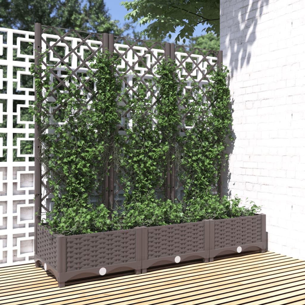 Genérico Jardinera de jardín con Enrejado marrón 120x40x121,5 cm PP,Jardín,Jardinería,Maceteros y jardineras-318262