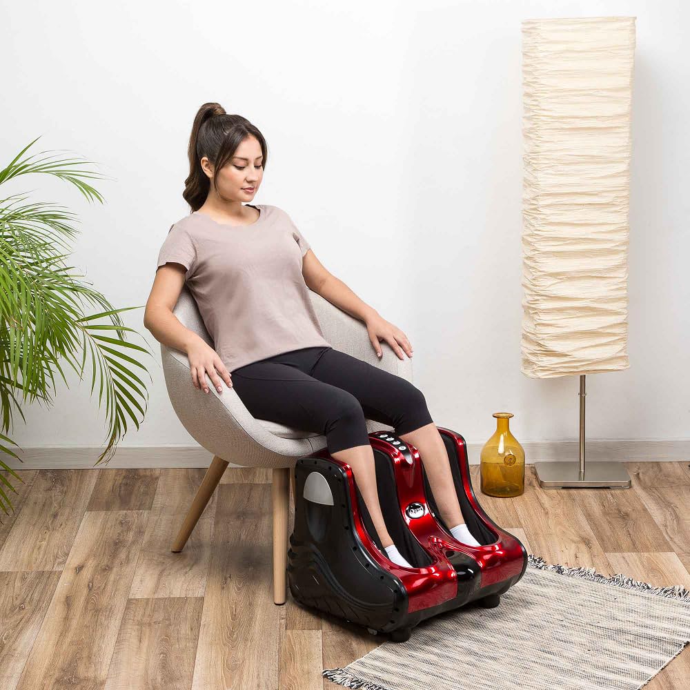 GLOBAL RELAX® | VITALZEN | Masajeador de pies y piernas | Máquina de Masaje por Amasamiento I Reflexoterapia | Diseñado para Aliviar el Dolor y la Tensión Muscular en pies, tobillos y gemelos