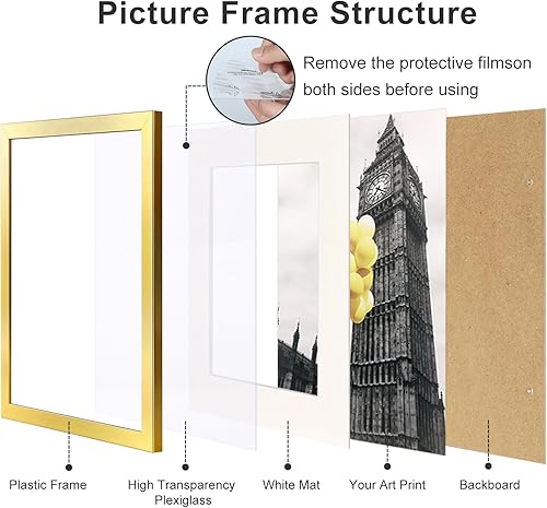 Miniatura 4 de BSRHOME Juego de 6 portarretratos de 12 x 16 pulgadas, para exhibir fotos de 11 x 14 pulgadas con paspartú o de 12 x 16 pulgadas sin paspartú,