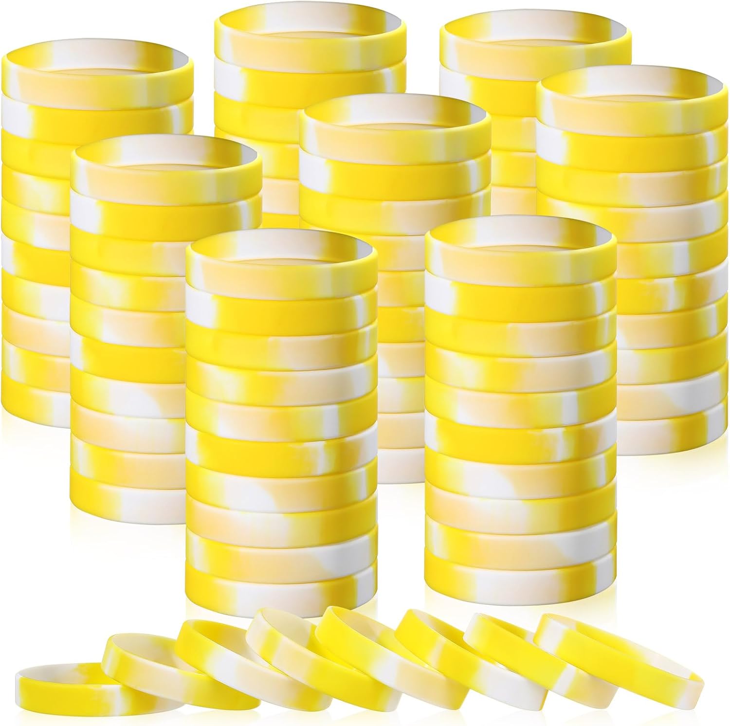 Liliful 50 Pcs Plain Silicone Rubber Bracelets Elastic Rubber Wristbands Blank Colored Bracelet Sports Bands for Stretch Wristband Wrist Bands for Women Men Party Gifts(Green and White)